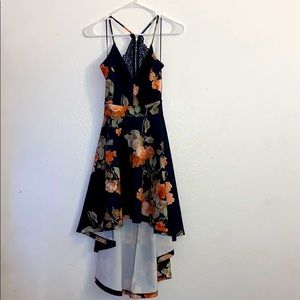 Floral High Low Backless Dress